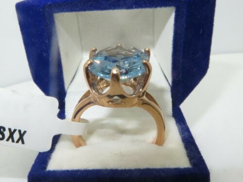 Jewellery Kingdom Blue Topaz Oval Solitaire Steel Ring (Rose Gold& Blue) - Rings - British D'sire