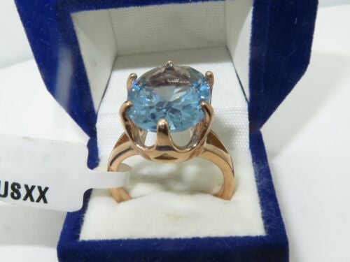 Jewellery Kingdom Blue Topaz Oval Solitaire Steel Ring (Rose Gold& Blue) - Rings - British D'sire