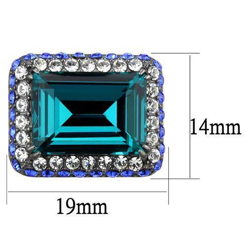 Jewellery Kingdom Blue Zircon Asscher Stainless Steel Ladies 4CT Per Ear Classy Stud Earring - Earrings - British D'sire