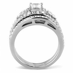 Jewellery Kingdom Bridal Set Sterling Silver Cluster Platinum Finish Engagement and Wedding Ring - Jewelry Rings - British D'sire