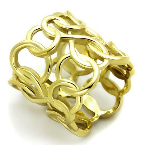 Jewellery Kingdom Circles Steel No Stone Contemporary Ladies Wide Ring (Gold) - Jewelry Rings - British D'sire