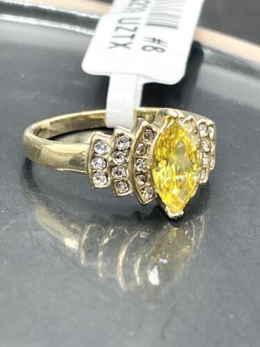 Jewellery Kingdom Citrine Marquise Ladies 1ct Cz Yellow Steel Dress Pretty 18kt Ring (Gold) - Jewelry Rings - British D'sire