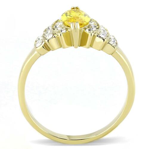 Jewellery Kingdom Citrine Marquise Ladies 1ct Cz Yellow Steel Dress Pretty 18kt Ring (Gold) - Jewelry Rings - British D'sire