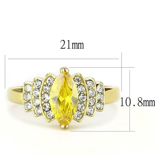 Jewellery Kingdom Citrine Marquise Ladies 1ct Cz Yellow Steel Dress Pretty 18kt Ring (Gold) - Jewelry Rings - British D'sire