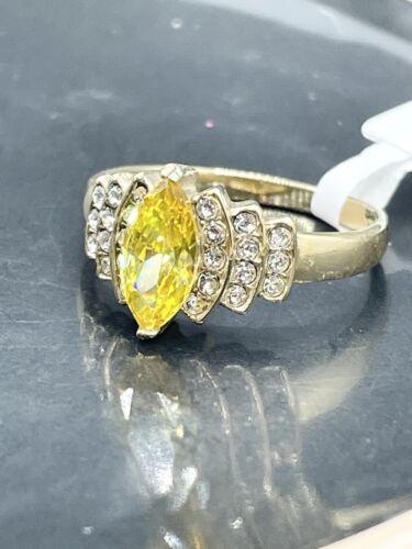 Jewellery Kingdom Citrine Marquise Ladies 1ct Cz Yellow Steel Dress Pretty 18kt Ring (Gold) - Jewelry Rings - British D'sire