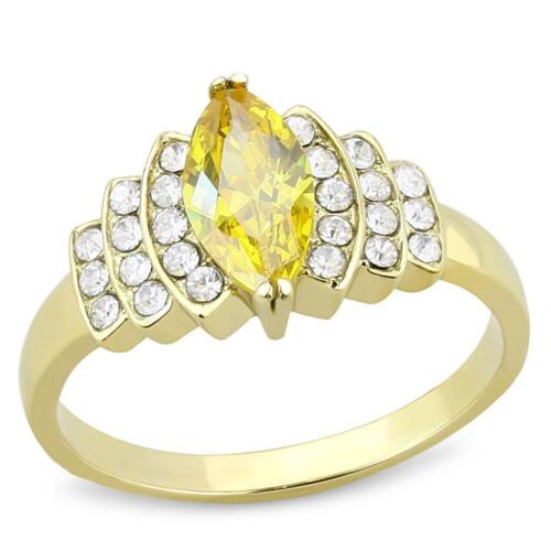 Jewellery Kingdom Citrine Marquise Ladies 1ct Cz Yellow Steel Dress Pretty 18kt Ring (Gold) - Jewelry Rings - British D'sire