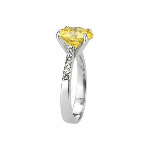 Jewellery Kingdom Citrine Solitaire Accents Engagements Simulated Diamonds Ring (Silver) - Jewelry Rings - British D'sire