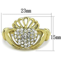 Jewellery Kingdom Claddagh 18KT Cubic zirconia Steel Ladies Heart Ring (Gold) - Jewelry Rings - British D'sire