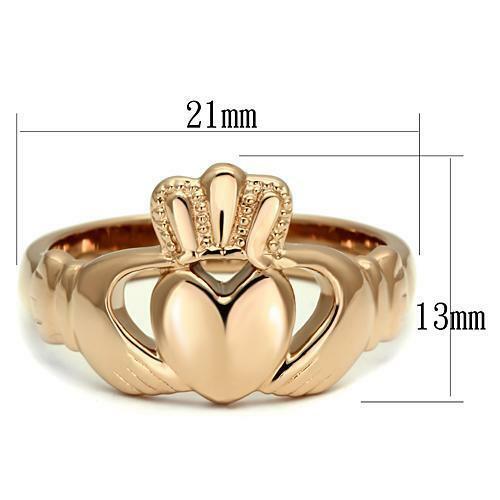 Jewellery Kingdom Claddagh Irish 14kt No Stone Steel No Tarnish Ring (Rose Gold) - Jewelry Rings - British D'sire