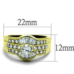 Jewellery Kingdom Cluster Baguette Cubic Zirconia Clear Sparkling 18KT Ladies Gold Ring - Jewelry Rings - British D'sire