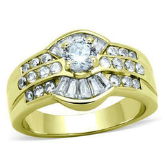 Jewellery Kingdom Cluster Baguette Cubic Zirconia Clear Sparkling 18KT Ladies Gold Ring - Jewelry Rings - British D'sire