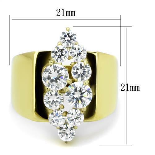 Jewellery Kingdom Cluster Long Cz Clear Steel 18kt Ladies Sparkling 4 Carat Ring (Gold) - Jewelry Rings - British D'sire