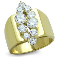 Jewellery Kingdom Cluster Long Cz Clear Steel 18kt Ladies Sparkling 4 Carat Ring (Gold) - Jewelry Rings - British D'sire