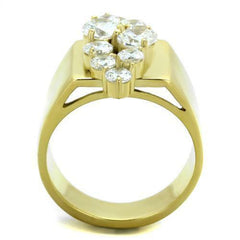 Jewellery Kingdom Cluster Long Cz Clear Steel 18kt Ladies Sparkling 4 Carat Ring (Gold) - Jewelry Rings - British D'sire