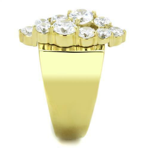 Jewellery Kingdom Cluster Long Cz Clear Steel 18kt Ladies Sparkling 4 Carat Ring (Gold) - Jewelry Rings - British D'sire