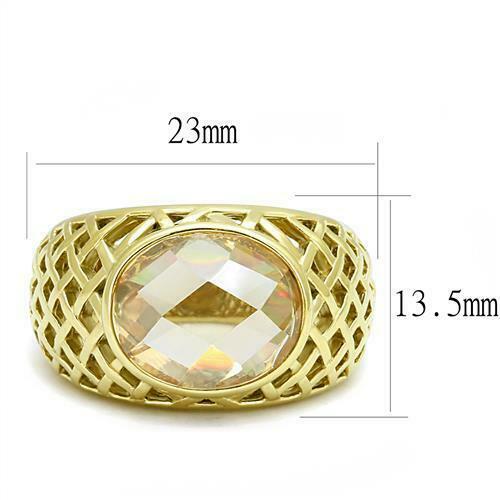 Jewellery Kingdom Cocktail 6CT Brown Cubic Zirconia Steel Ladies Gold Champagne Ring - Jewelry Rings - British D'sire