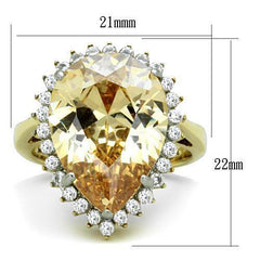 Jewellery Kingdom Cocktail Cubic Zirconia Ladies Pear Champagne Ring (Gold) - Rings - British D'sire