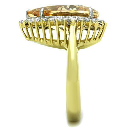 Jewellery Kingdom Cocktail Cubic Zirconia Ladies Pear Champagne Ring (Gold) - Rings - British D'sire