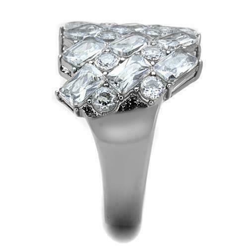 Jewellery Kingdom Cocktail Emerald Cut Band Ring (Silver) - Jewelry Rings - British D'sire