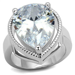 Jewellery Kingdom Cocktail Pear Cut Ladies Cubic Zirconia Statement Ring (Silver) - Jewelry Rings - British D'sire