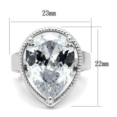 Jewellery Kingdom Cocktail Pear Cut Ladies Cubic Zirconia Statement Ring (Silver) - Jewelry Rings - British D'sire