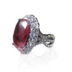 Jewellery Kingdom Cocktail Stainless Steel Cubic Zirconia Dress Oval Garnet Ring (Red) - Jewelry Rings - British D'sire