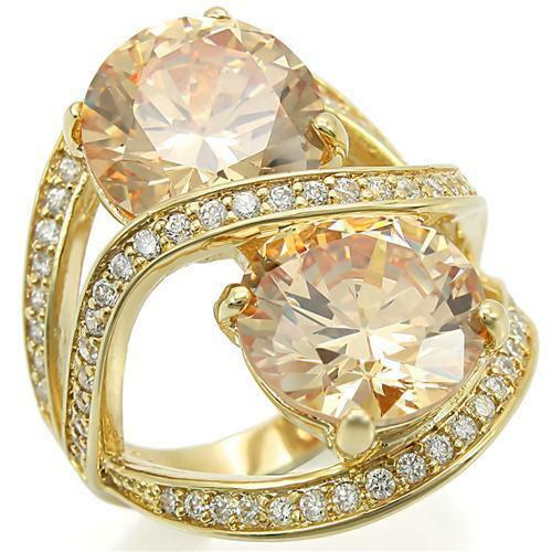 Jewellery Kingdom Cocktail Statement 8 CT Unique Ladies Champagne Gold Ring (Brown) - Jewelry Rings - British D'sire