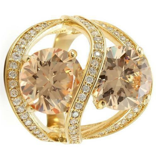 Jewellery Kingdom Cocktail Statement 8 CT Unique Ladies Champagne Gold Ring (Brown) - Jewelry Rings - British D'sire