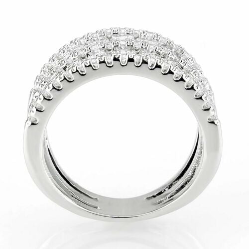 Jewellery Kingdom Cocktail Statement Cubic Zirconia Big Rhodium Ladies Ring Band (Silver) - Rings - British D'sire