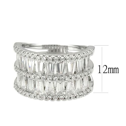 Jewellery Kingdom Cocktail Statement Cubic Zirconia Big Rhodium Ladies Ring Band (Silver) - Rings - British D'sire