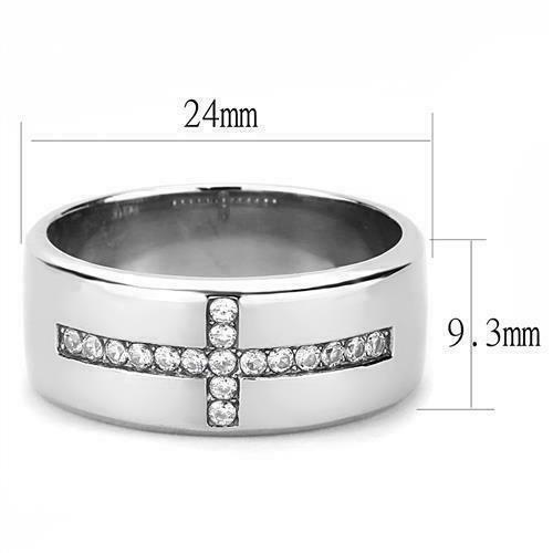 Jewellery Kingdom Cross Mens Cz Thumb Band Wedding Signet Pinky Stainless Steel 9mm Ring (Silver) - Jewelry Rings - British D'sire