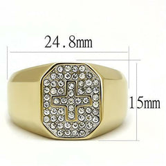 Jewellery Kingdom Cross Mens Signet Pinky Simulated Diamonds Steel Religious Ring (Gold) - Jewelry Rings - British D'sire