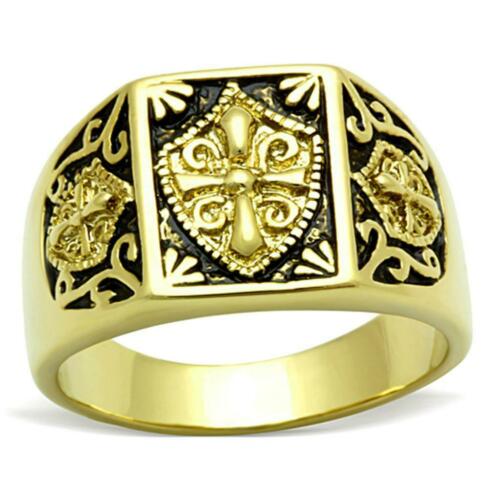 Jewellery Kingdom Cross Pinky Signet Coat of arms Military No Stone Mens Gold Ring - Jewelry Rings - British D'sire