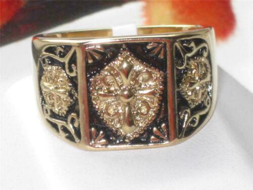 Jewellery Kingdom Cross Pinky Signet Coat of arms Military No Stone Mens Gold Ring - Jewelry Rings - British D'sire