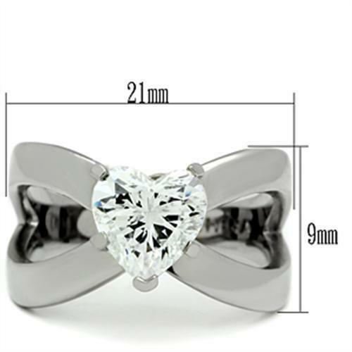 Jewellery Kingdom Crossover Heart Solitaire Stainless Steel 1.50 Carat Engagement Ring (Silver) - Jewelry Rings - British D'sire