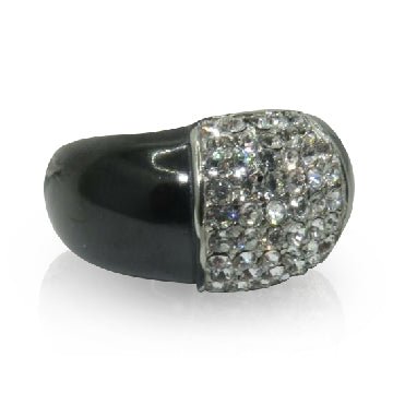 Jewellery Kingdom Cubic Zirconia 11mm Band Thumb Modern Classy Chunky Ladies Ring (Black) - Rings - British D'sire