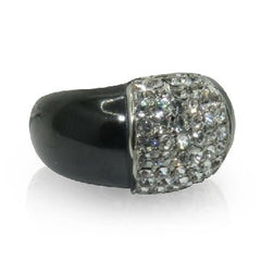 Jewellery Kingdom Cubic Zirconia 11mm Band Thumb Modern Classy Chunky Ladies Ring (Black) - Rings - British D'sire