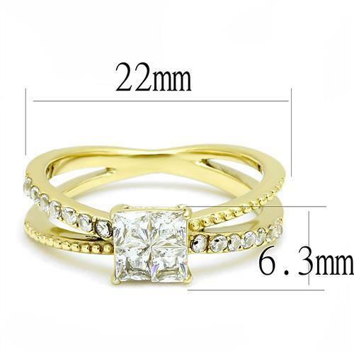 Jewellery Kingdom Cubic Zirconia 18kt Steel 1.50 Carat Gold Ladies Princess Ring (Clear) - Jewelry Rings - British D'sire