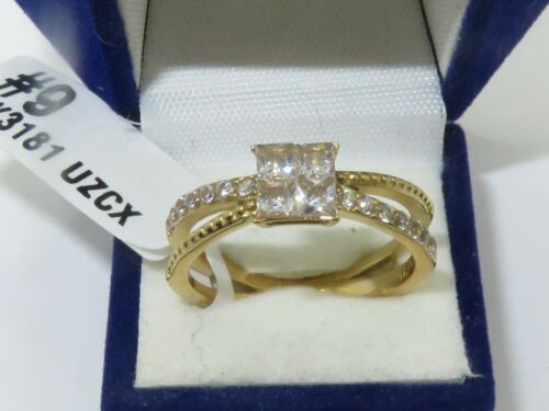 Jewellery Kingdom Cubic Zirconia 18kt Steel 1.50 Carat Gold Ladies Princess Ring (Clear) - Jewelry Rings - British D'sire