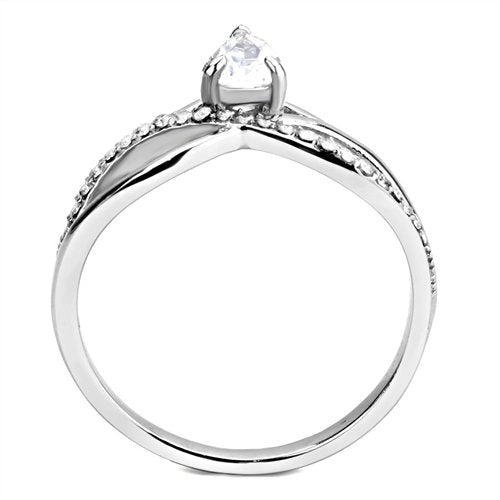 Jewellery Kingdom Cubic Zirconia 1CT Pretty Elegant Pave Stainless Steel Silver Ladies Pear Ring - Jewelry Rings - British D'sire