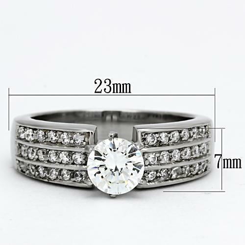 Jewellery Kingdom Cubic Zirconia 2 CT Solitaire Accents Stainless Steel Engagement Ladies Silver Ring - Jewelry Rings - British D'sire