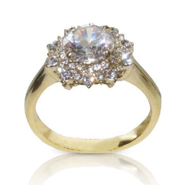 Jewellery Kingdom Cubic Zirconia 2 CT Steel 18KT Dress Sparkling Engagement Ladies Ring (Gold) - Engagement Rings - British D'sire