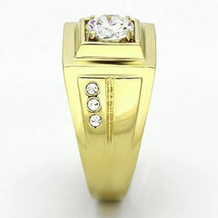 Jewellery Kingdom Cubic Zirconia 2CT Solitaire Signet Pinky Steel Mens Gold Ring - Jewelry Rings - British D'sire