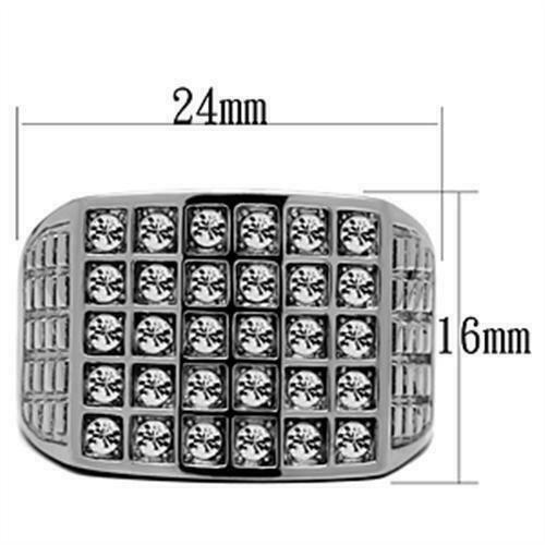 Jewellery Kingdom Cubic Zirconia 30 Stone Bling Stainless Steel Mens Signet Ring (Silver) - Jewelry Rings - British D'sire