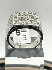 Jewellery Kingdom Cubic Zirconia 30 Stone Bling Stainless Steel Mens Signet Ring (Silver) - Jewelry Rings - British D'sire