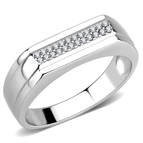 Jewellery Kingdom Cubic Zirconia 62mm Pave Stainless Steel Silver Classy Mens Signet Ring Band - Jewelry Rings - British D'sire