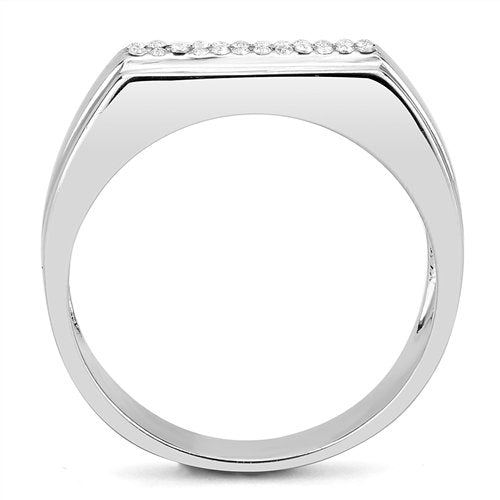 Jewellery Kingdom Cubic Zirconia 62mm Pave Stainless Steel Silver Classy Mens Signet Ring Band - Jewelry Rings - British D'sire