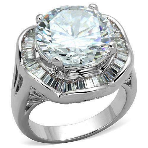 Jewellery Kingdom Cubic Zirconia 8 CT Silver Baguettes Rhodium Statement Sparkle Ladies Cocktail Ring - Jewelry Rings - British D'sire