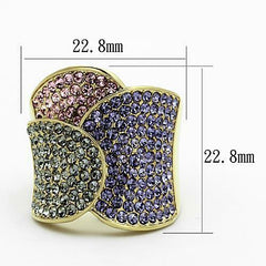 Jewellery Kingdom Cubic Zirconia Amethyst Peridot Pink Steel Sparkle Ladies Ring (Gold & Multi Colour) - Jewelry Rings - British D'sire