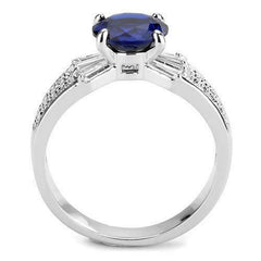 Jewellery Kingdom Cubic Zirconia Baguettes Pave Silver Dress Rhodium Sparkling Ladies Blue Sapphire Ring - Jewelry Rings - British D'sire